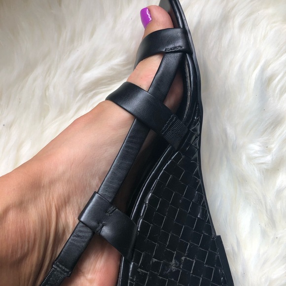 Franco sarto wedge sandal. Basket weave heel. Size 8. Black. - Picture 2 of 12